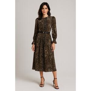 VICTOR ALFARO Animal Print Midi Dress XL